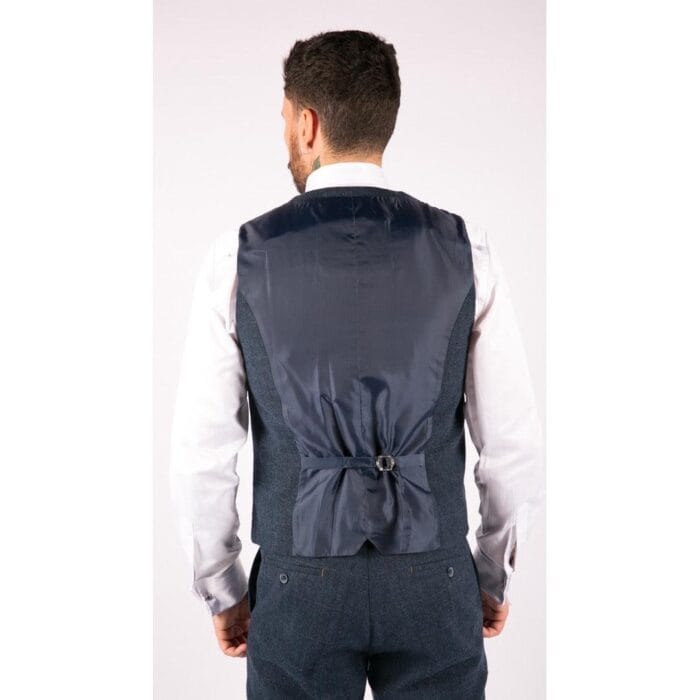 Abito da uomo 3 pezzi blu navy in tweed a quadri, vestibilità su misura, stile vintage anni '20 - Knighthood Store