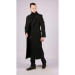 Mens Full Length Overcoat Mac Jacket Wool Feel Charcoal Black 1920s Blinders - Knighthood Store