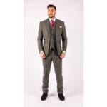 Traje de lana de 3 piezas para hombre, de tweed en espiga, gris oscuro, formal, clásico, años 20, boda - Knighthood Store