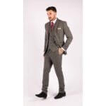 Traje de lana de 3 piezas para hombre, de tweed en espiga, gris oscuro, formal, clásico, años 20, boda - Knighthood Store