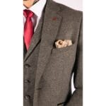 Traje de lana de 3 piezas para hombre, de tweed en espiga, gris oscuro, formal, clásico, años 20, boda - Knighthood Store