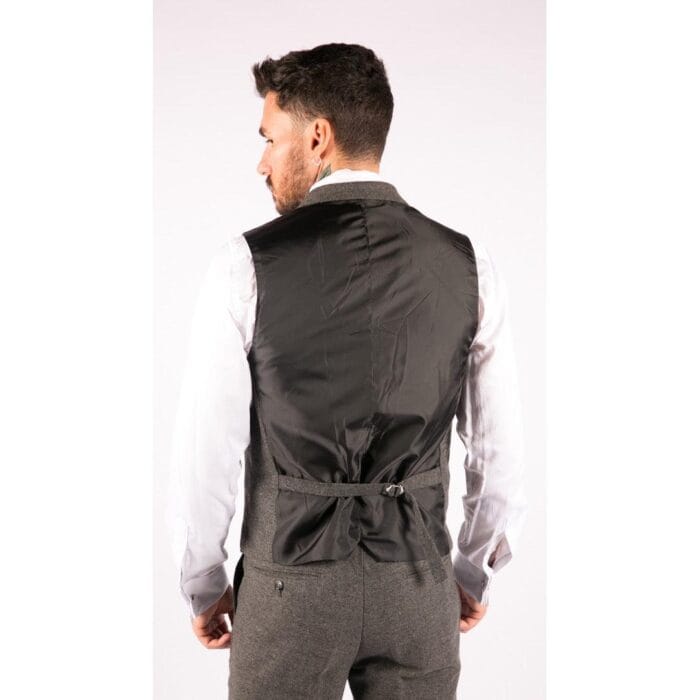 Traje de lana de 3 piezas para hombre, de tweed en espiga, gris oscuro, formal, clásico, años 20, boda - Knighthood Store