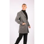Manteau 3/4 long pour homme, coupe slim, en laine, coupe Blinders - Knighthood Store