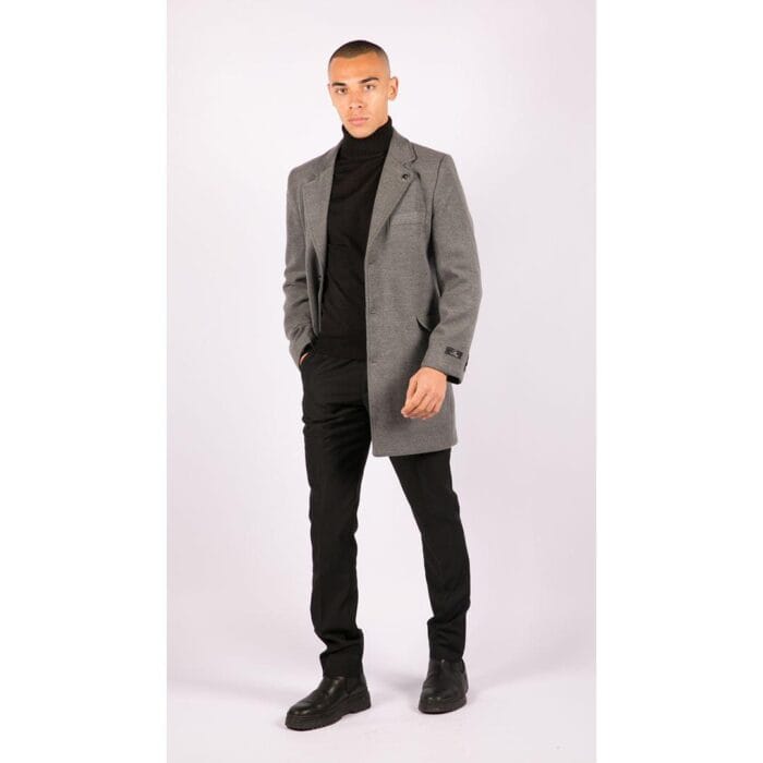 Mens 3/4 Long Overcoat Jacket Wool Feel Coat Blinders Slim Fit - Knighthood Store