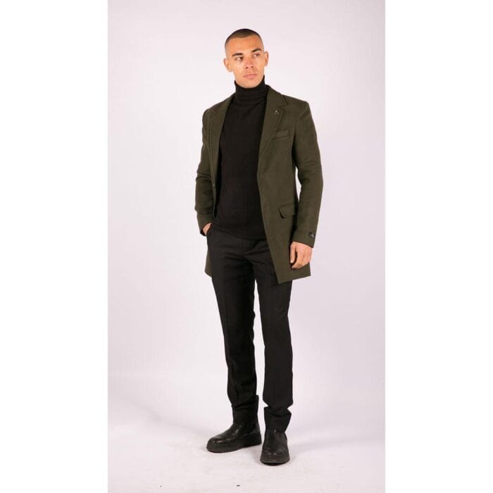 Mens 3/4 Long Overcoat Jacket Wool Feel Coat Blinders Slim Fit - Knighthood Store