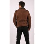 Veste de motard en cuir véritable noir et marron avec fermeture éclair croisée pour homme, doublée polaire, coupe ajustée, style chic et décontracté - Knighthood Store