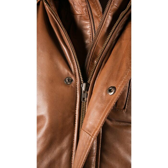 Mens Real Fur Hood Bomber Leather Jacket Black Puffer Padded - Knighthood Store