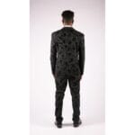 Abito da uomo nero 3 pezzi in velluto paisley, sposo, vestibilità su misura - Knighthood Store