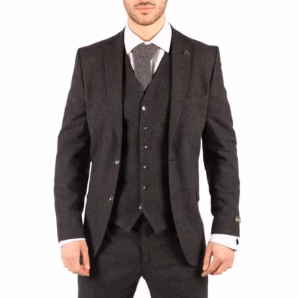 Mens Wool Tweed Suit 3 Piece Authentic 1920s Tailored Fit Classic - Knighthood Store