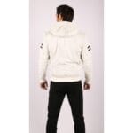 Herren Bomberjacke aus echtem Leder mit blau-schwarzer Kapuze, roten Streifen, gesteppt, Slim Fit, lässig - Knighthood Store