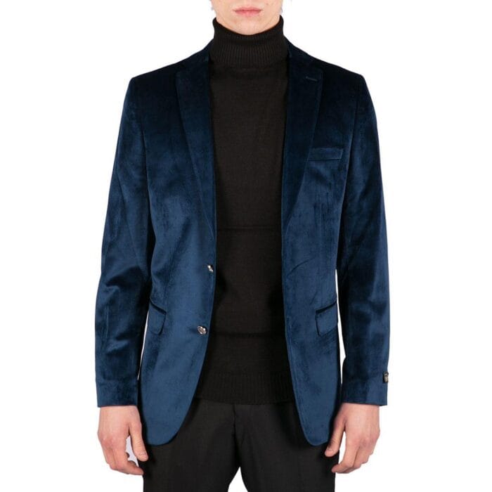 Mens Velvet Blazer Suit Jacket 2 Button Dinner Smart Casual Formal Tailored Fit - Knighthood Store