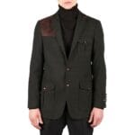 Mens Wool Tweed Shooting Jacket Hunting Blazer Smart Casual Elbow Patch Olive - Knighthood Store