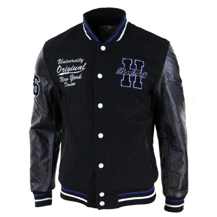 Herren Baseball Varsity Letterman College Fleecejacke mit Abzeichen und PU-Lederärmeln - Knighthood Store