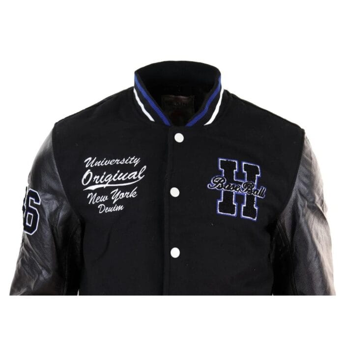 Herren Baseball Varsity Letterman College Fleecejacke mit Abzeichen und PU-Lederärmeln - Knighthood Store