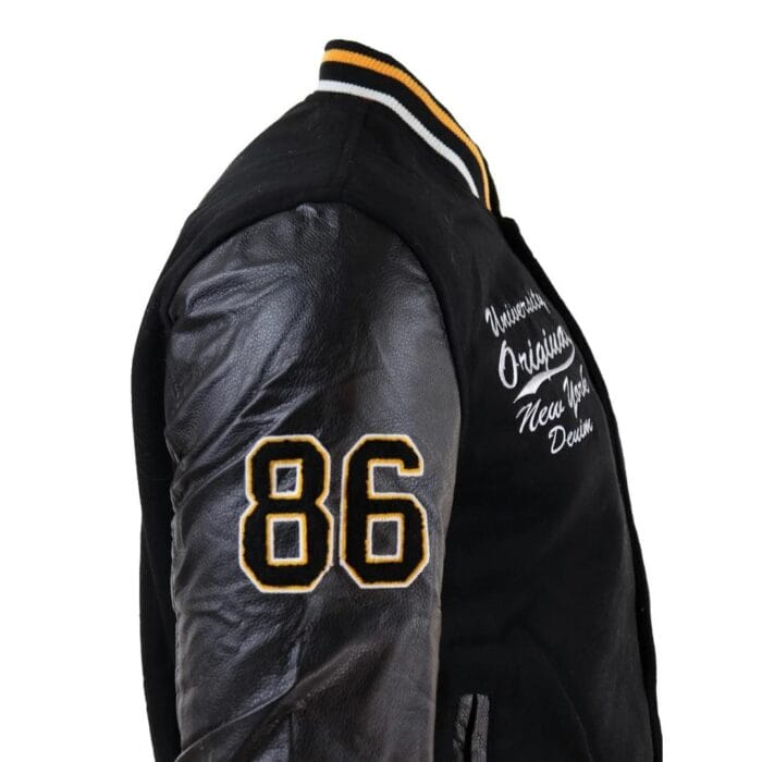 Herren Baseball Varsity Letterman College Fleecejacke mit Abzeichen und PU-Lederärmeln - Knighthood Store
