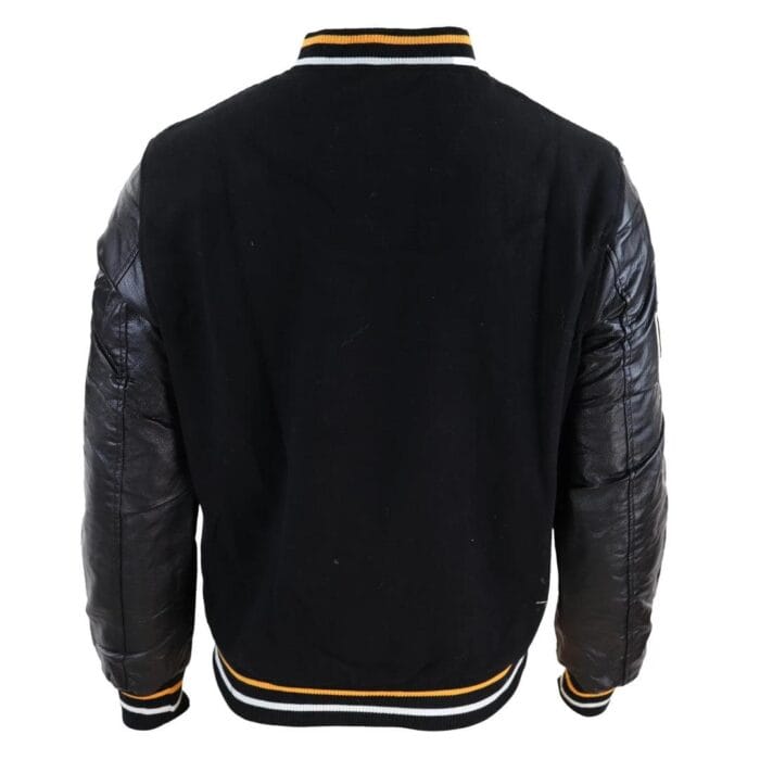 Herren Baseball Varsity Letterman College Fleecejacke mit Abzeichen und PU-Lederärmeln - Knighthood Store