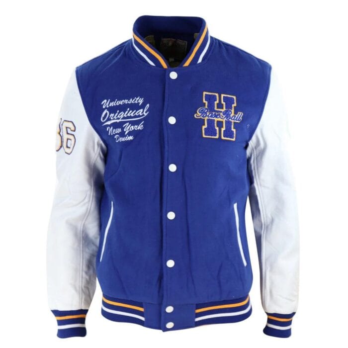 Herren Baseball Varsity Letterman College Fleecejacke mit Abzeichen und PU-Lederärmeln - Knighthood Store
