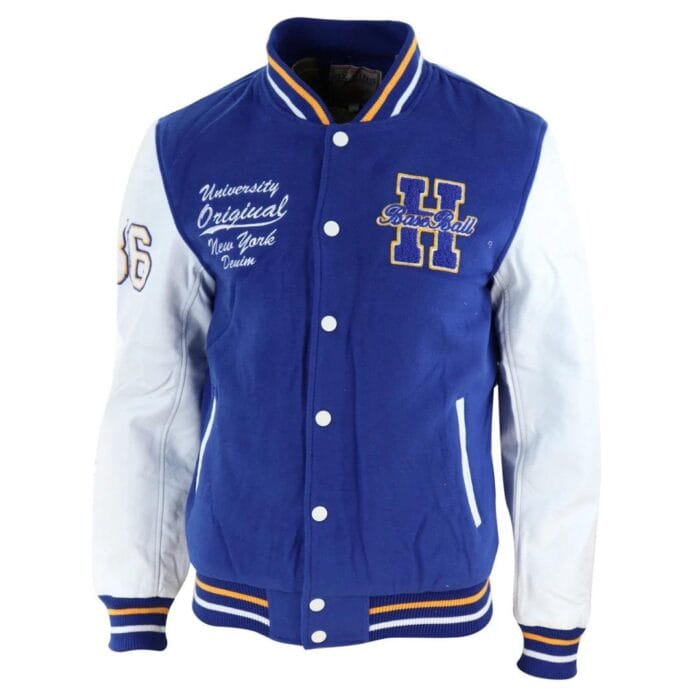 Herren Baseball Varsity Letterman College Fleecejacke mit Abzeichen und PU-Lederärmeln - Knighthood Store