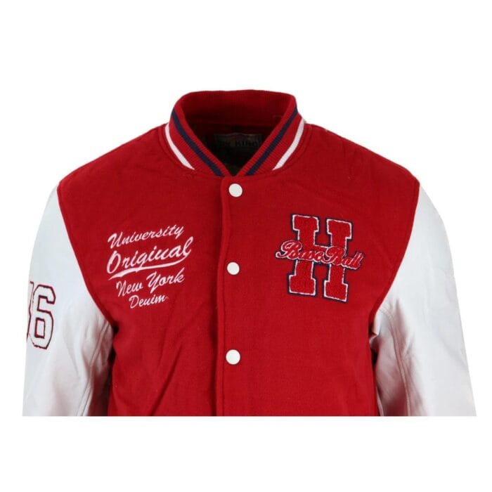 Herren Baseball Varsity Letterman College Fleecejacke mit Abzeichen und PU-Lederärmeln - Knighthood Store