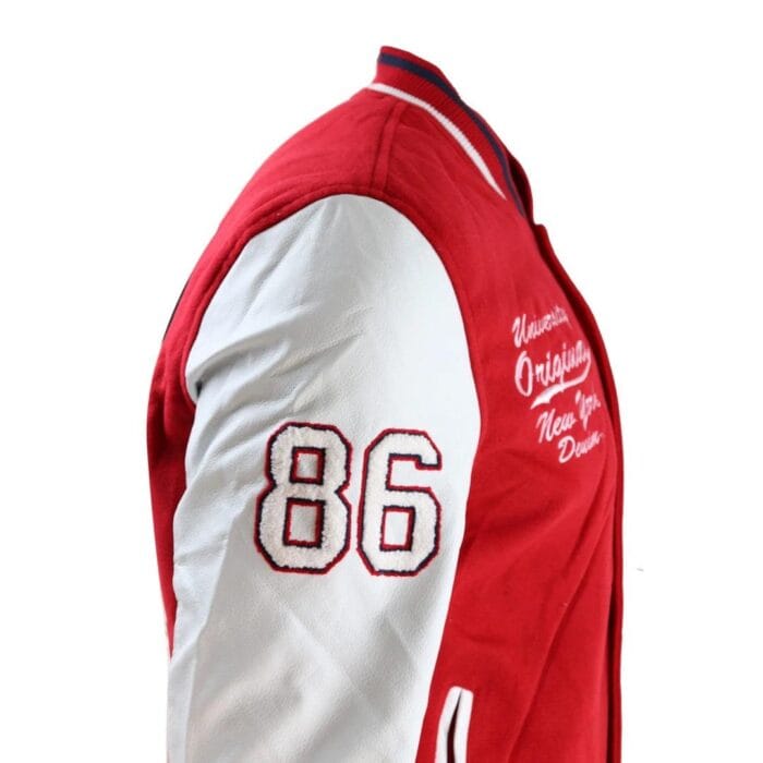Herren Baseball Varsity Letterman College Fleecejacke mit Abzeichen und PU-Lederärmeln - Knighthood Store