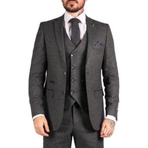 Abito da uomo in lana a 3 pezzi con gilet doppiopetto in tweed anni '20 - Knighthood Store