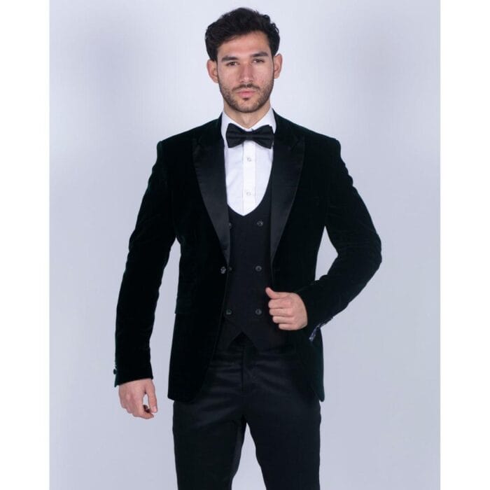 Giacca da smoking da uomo in morbido velluto verde oliva con 1 bottone, vestibilità casual elegante - Knighthood Store