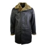 Giacca da uomo in vera pelle di pecora Crombi Duffle marrone 3/4, classica, marrone zenzero - Knighthood Store