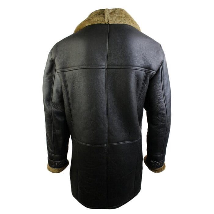 Mens 3/4 Brown Duffle Crombi Real Sheepskin Jacket Classic Brown Ginger - Knighthood Store