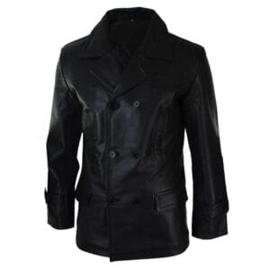 Chaqueta de cuero auténtico de Dr. Who Kreigsmarine para hombre, cruzada 3/4 - Tienda Knighthood