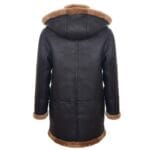 Mens Genuine Shearling Sheepskin Duffle Coat WW2 UK Winter 3/4 Hood Brown Ginger - Knighthood Store