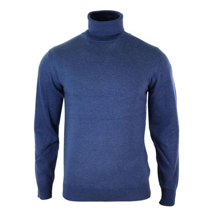 Herren Slim Fit Polar Rollkragenpullover Leichter, taillierter Kaschmir-Woll-Mix Grau Schwarz Marine - Knighthood Store