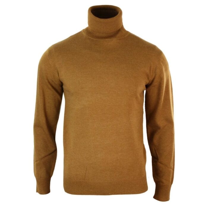 Herren Slim Fit Polar Rollkragenpullover Leichter, taillierter Kaschmir-Woll-Mix Grau Schwarz Marine - Knighthood Store
