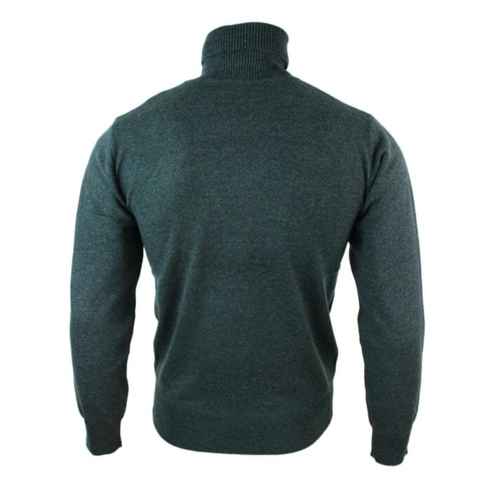 Herren Slim Fit Polar Rollkragenpullover Leichter, taillierter Kaschmir-Woll-Mix Grau Schwarz Marine - Knighthood Store