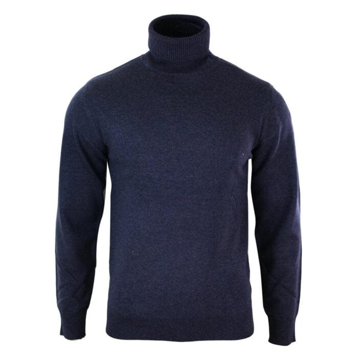 Herren Slim Fit Polar Rollkragenpullover Leichter, taillierter Kaschmir-Woll-Mix Grau Schwarz Marine - Knighthood Store