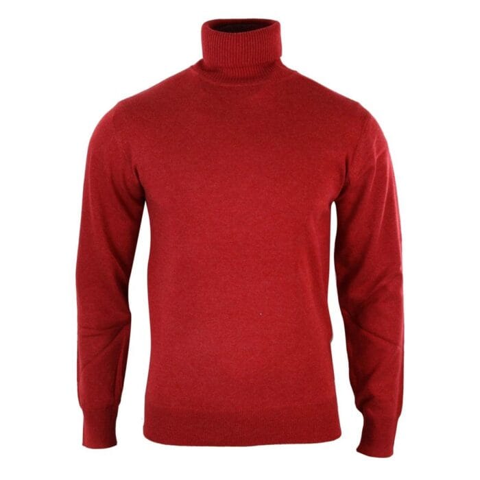 Herren Slim Fit Polar Rollkragenpullover Leichter, taillierter Kaschmir-Woll-Mix Grau Schwarz Marine - Knighthood Store