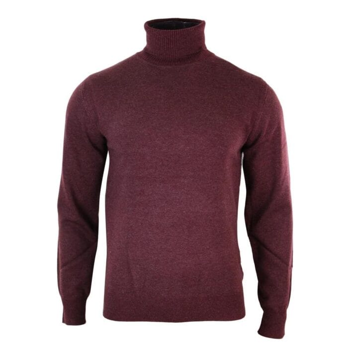 Herren Slim Fit Polar Rollkragenpullover Leichter, taillierter Kaschmir-Woll-Mix Grau Schwarz Marine - Knighthood Store