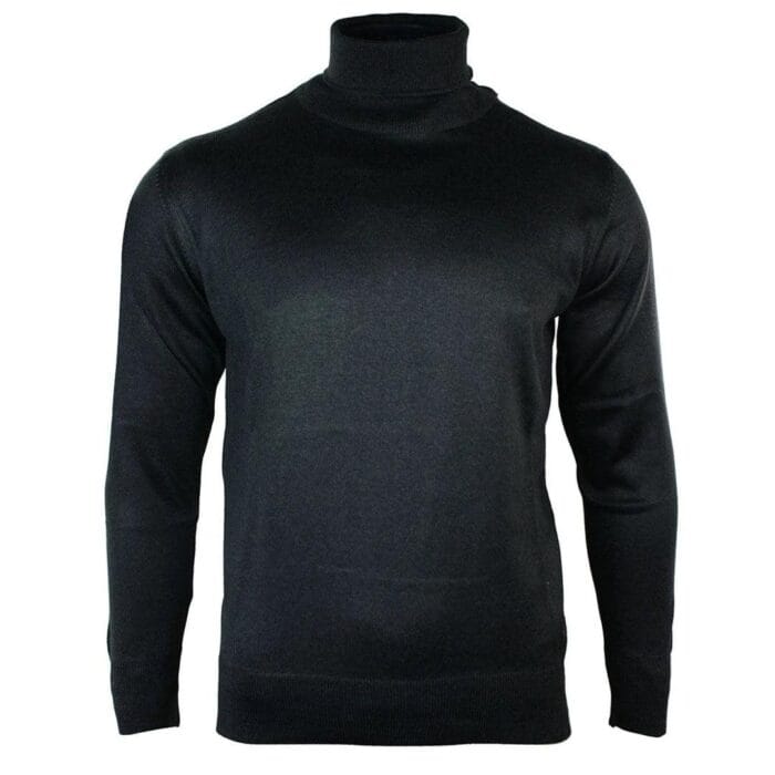 Herren Slim Fit Polar Rollkragenpullover Leichter, taillierter Kaschmir-Woll-Mix Grau Schwarz Marine - Knighthood Store