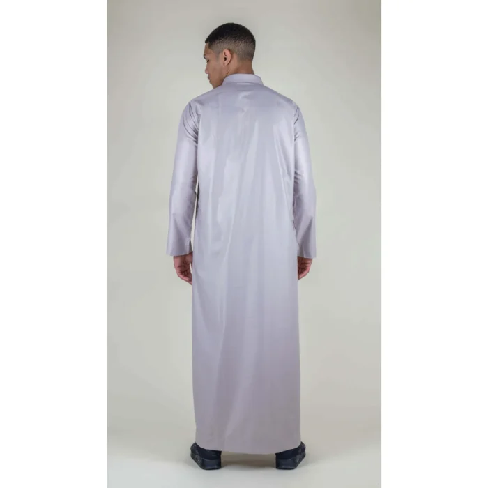 Mens Thobe Jubba Turn Down Collar Islamic Muslim Cotton Kaftan Dress Robe Arabic - Image 3