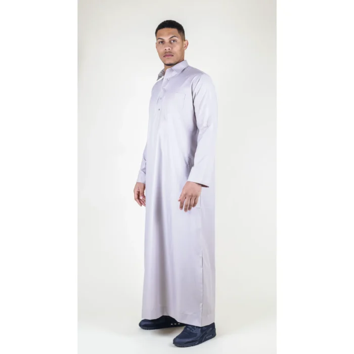 Mens Thobe Jubba Turn Down Collar Islamic Muslim Cotton Kaftan Dress Robe Arabic - Image 16