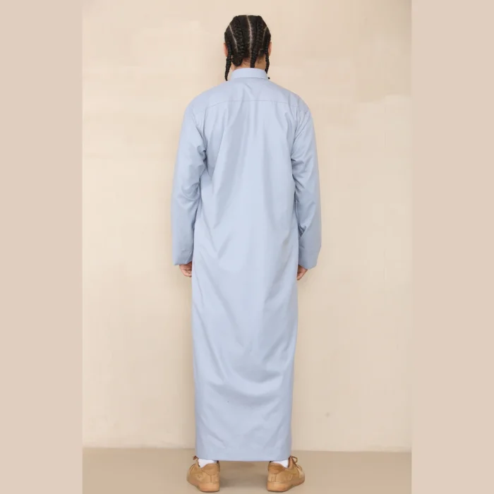 Mens Thobe Jubba Turn Down Collar Islamic Muslim Cotton Kaftan Dress Robe Arabic - Image 30