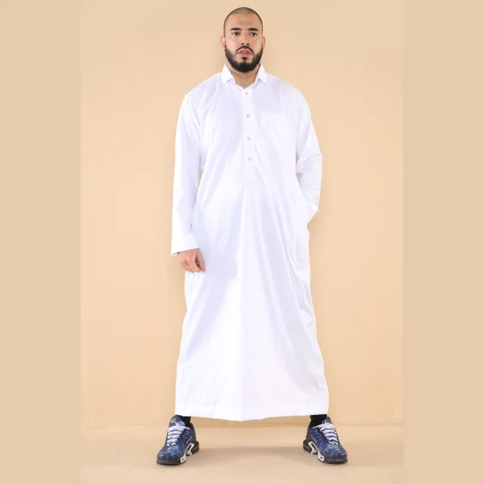 Mens Thobe Jubba Turn Down Collar Islamic Muslim Cotton Kaftan Dress Robe Arabic - Image 40