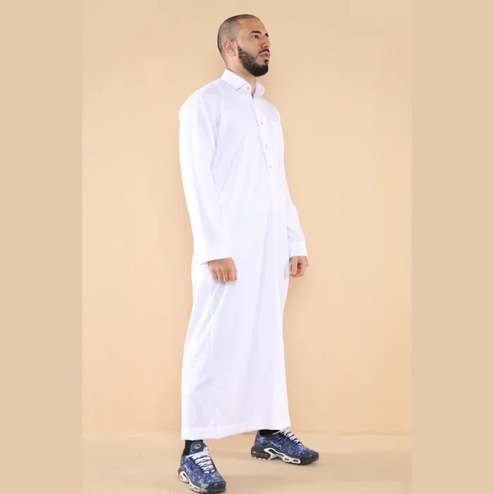 Mens Thobe Jubba Turn Down Collar Islamic Muslim Cotton Kaftan Dress Robe Arabic - Image 39