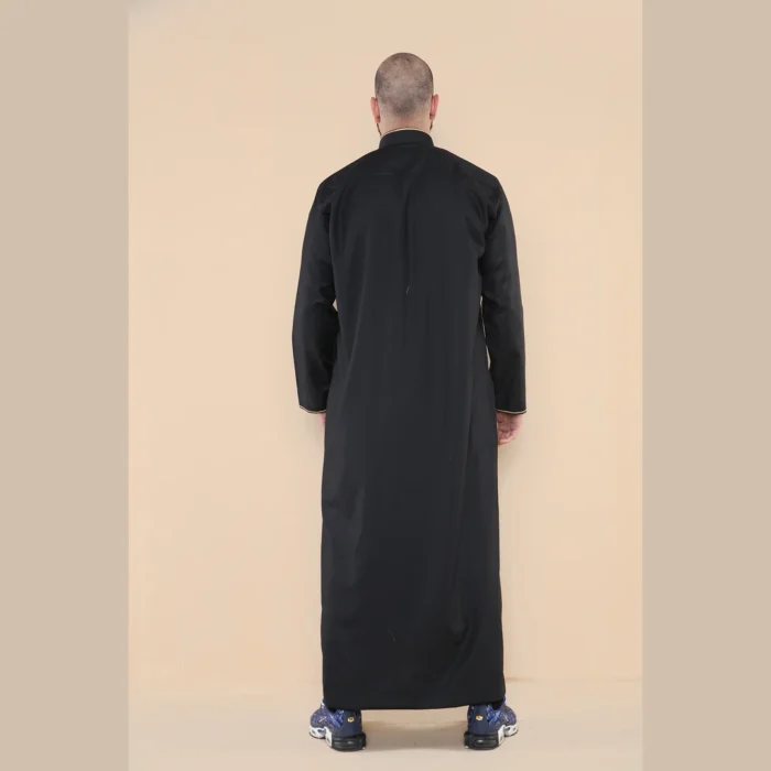 Mens Thobe Jubba Nehru Stand Collar Islamic Clothing Muslim Cotton Kaftan Embroidery Eid Robe Saudi - Image 3