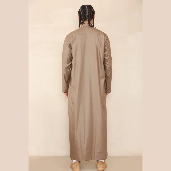 Mens Thobe Jubba Nehru Stand Collar Islamic Clothing Muslim Cotton Kaftan Embroidery Eid Robe Saudi - Image 20