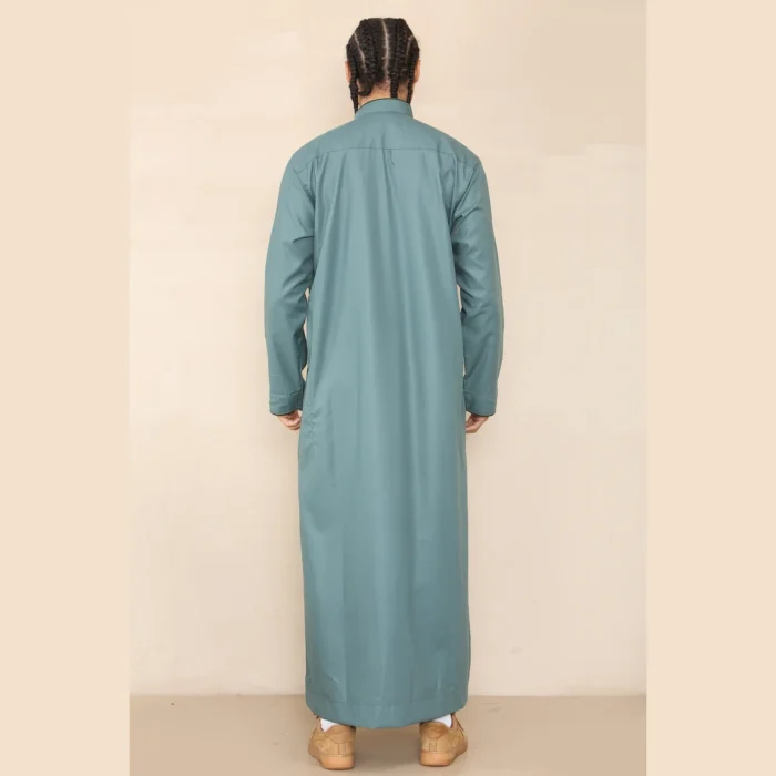Mens Thobe Jubba Nehru Stand Collar Islamic Clothing Muslim Cotton Kaftan Embroidery Eid Robe Saudi - Image 32