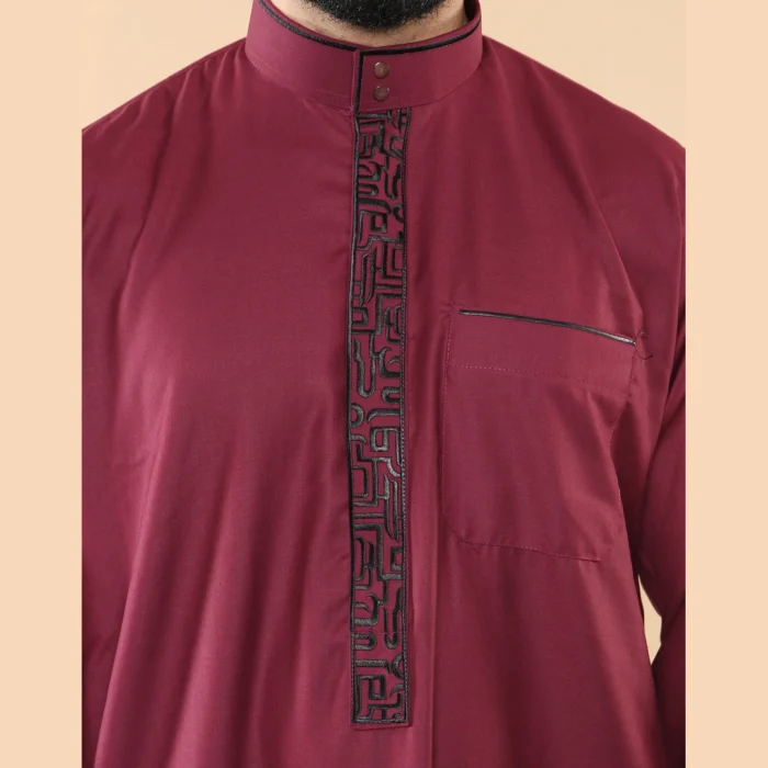 Mens Thobe Jubba Nehru Stand Collar Islamic Clothing Muslim Cotton Kaftan Embroidery Eid Robe Saudi - Image 53