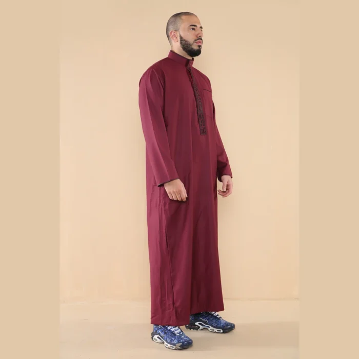 Mens Thobe Jubba Nehru Stand Collar Islamic Clothing Muslim Cotton Kaftan Embroidery Eid Robe Saudi - Image 52