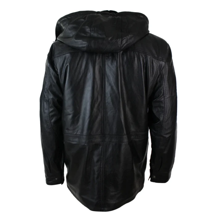 Mens Nappa Leather Safari Jacket with Removable Faux Fur Lining - Image 5