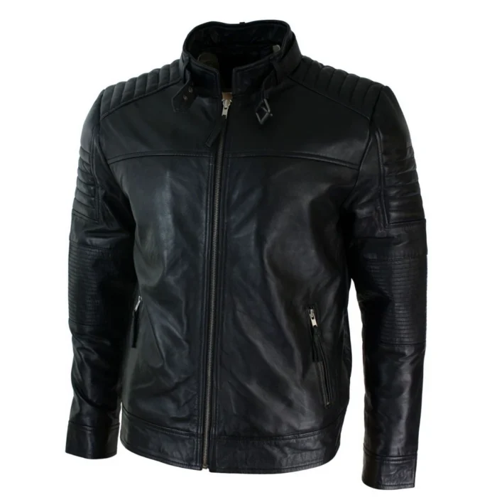 Aviatrix Mens Genuine Real Leather Black Biker Jacket Retro Vintage Tailored Fit - Image 5