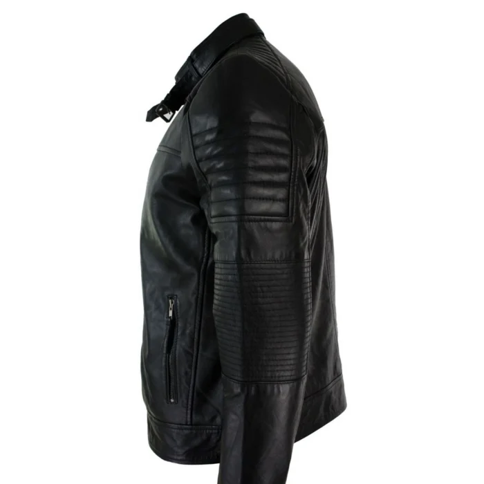 Aviatrix Mens Genuine Real Leather Black Biker Jacket Retro Vintage Tailored Fit - Image 6